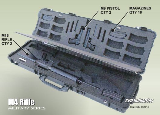 Dual (2) M16 Rifles with (2) M9 Handguns Combination Case
