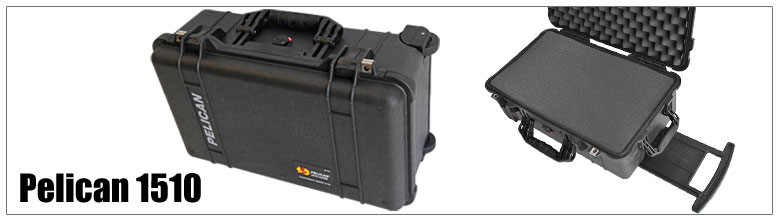 Pelican 1510 airline carry-on case with pull handle and wheels